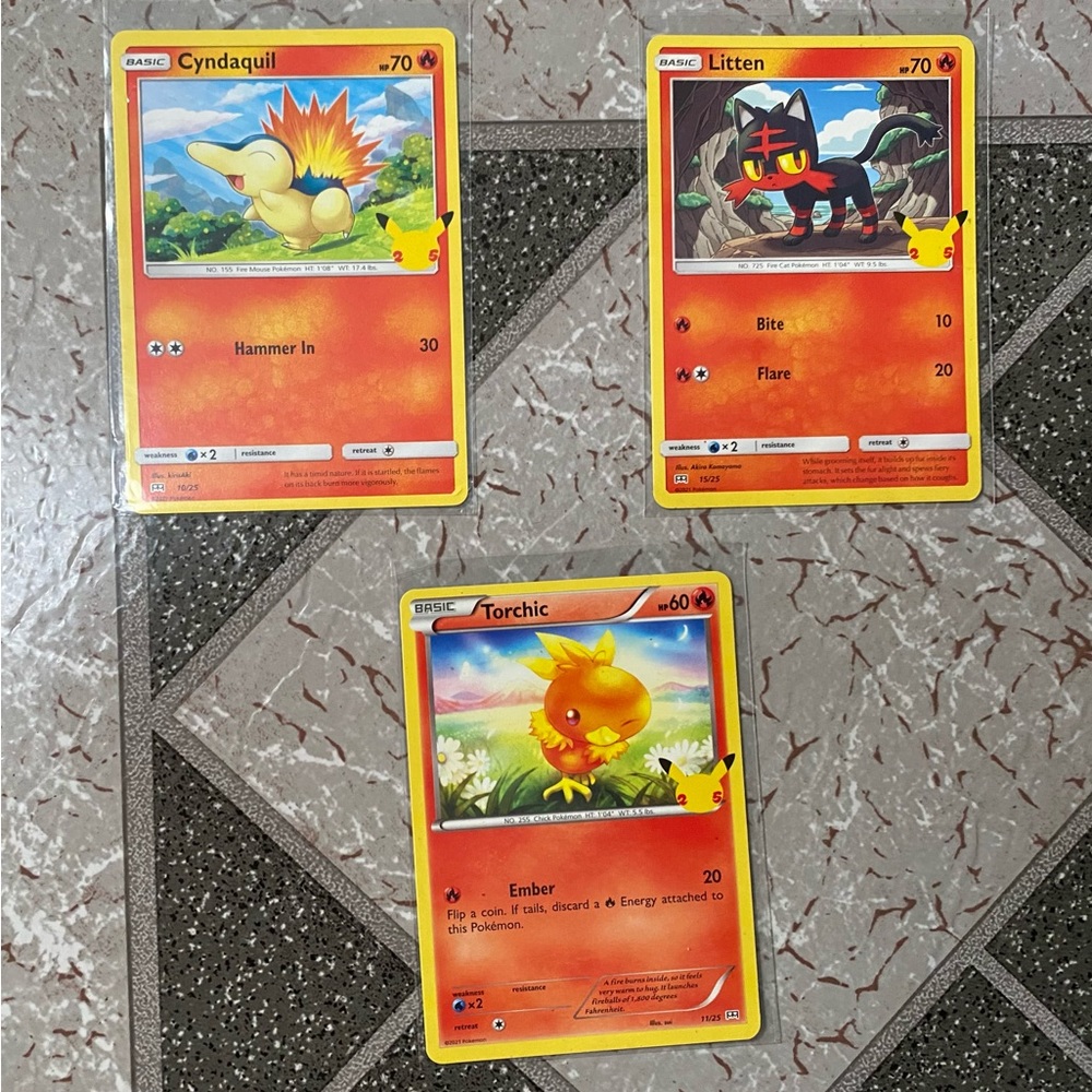 Pokemon McDonald's 25th anniversary Promo 4 card lot Cyndaquil, Litten, Torchic,